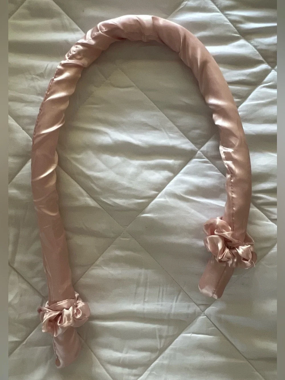 Silky Pink Heatless Curling Headband with 2 Pink Satin Scrunchies